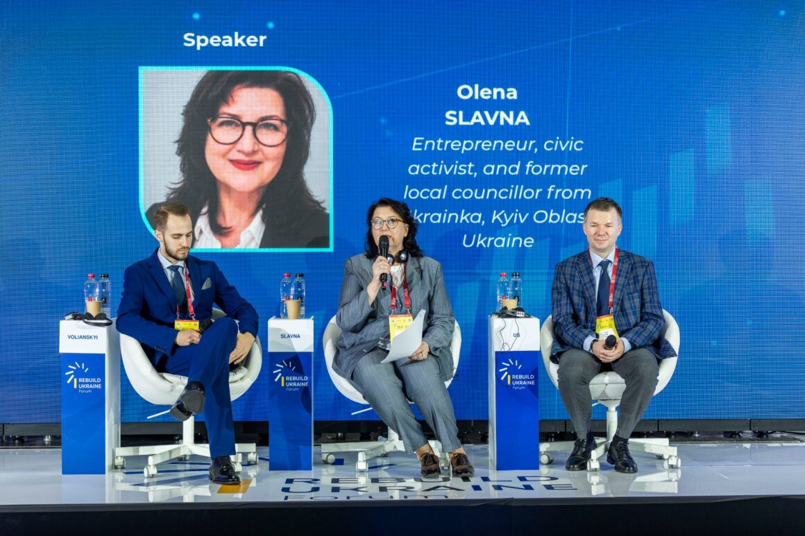 Olena Slavna speaking at Panel IIIc, Rebuild Ukraine Forum 2026