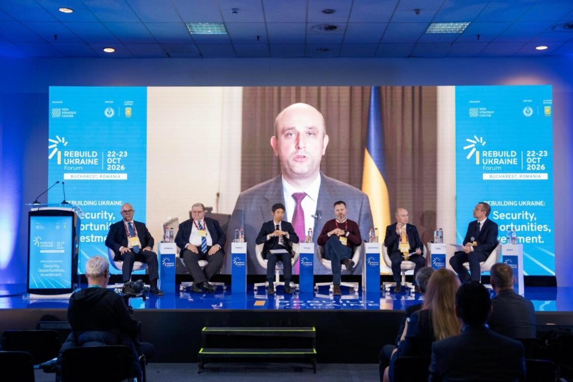 Oleksandr Kravchenko addressing Panel Va by video message, Rebuild Ukraine Forum 2026